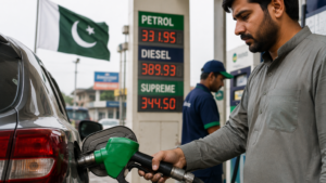 Pakistan petrol station showing latest fuel prices